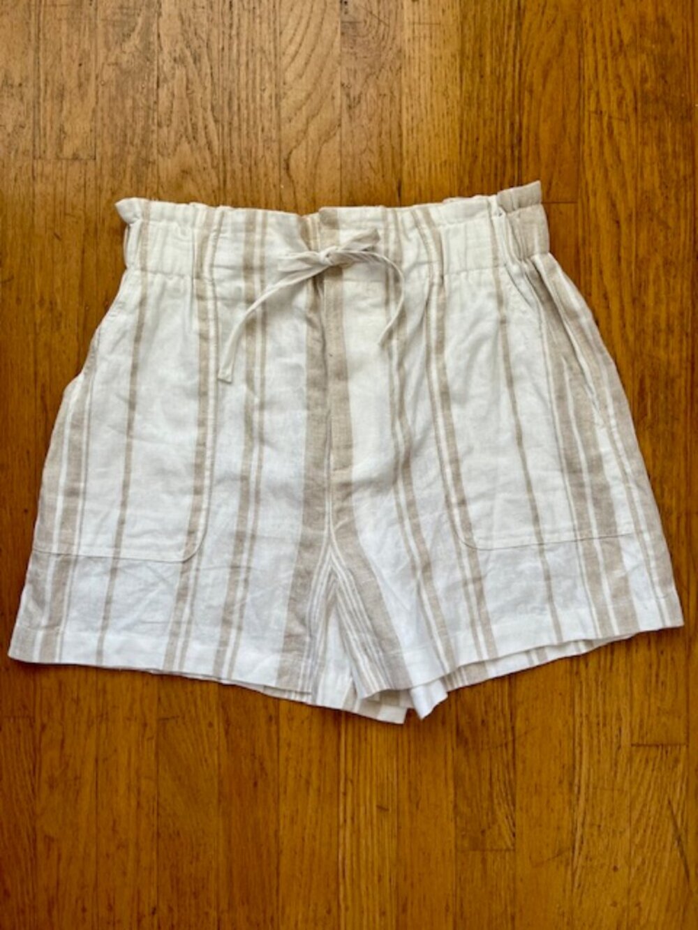 Madewell Linen Paperbag Striped Shorts | Size Small